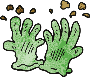 Bir insan tarafından çizilmiş karalama bahçesi eldivenleri.