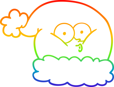 Gökkuşağı gradyan çizgisi bir insan tarafından çizilmiş Noel Baba şapkası.