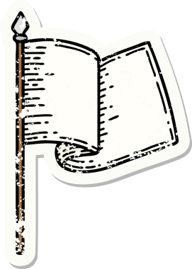 Bir insan tarafından çizilmiş beyaz bayrağın geleneksel stil dövmesi.