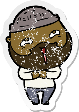 Bir insan tarafından çizilmiş mutlu sakallı bir adamın sıkıntılı çıkartması.