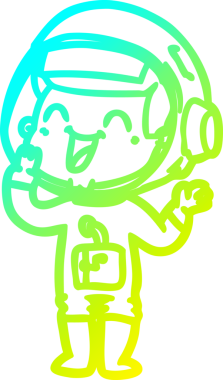 Bir insan tarafından çizilmiş mutlu bir astronotun soğuk gradyan çizimi.