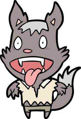 Bir insan tarafından çizilmiş cadılar bayramı kurt adam çizgi filmi.