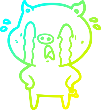 Bir insan tarafından çizilmiş ağlayan domuz çizgi filmi.