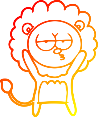 Bir insan tarafından çizilen ve canı sıkılan bir aslanın sıcak çizgi çizimi