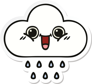 Bir insan tarafından çizilmiş şirin bir yağmur bulutunun çıkartması.