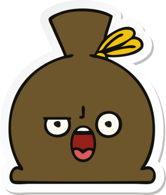 Bir insan tarafından çizilmiş şirin bir karikatür çuvalı.