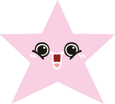 Bir insan tarafından çizilmiş yıldız balığının düz renkli retro karikatürü