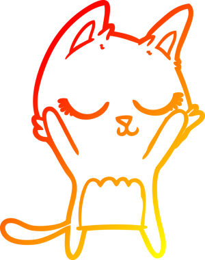 Bir insan tarafından çizilmiş sakin bir çizgi film kedisinin sıcak çizgi çizgisi.