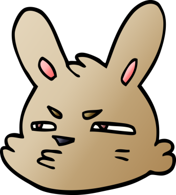 Bir insan tarafından çizilmiş karikatür karalaması huysuz tavşan.