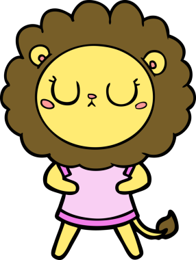 Bir insan tarafından çizilmiş çizgi film aslanı.