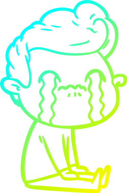 Bir insan tarafından çizilmiş ağlayan bir çizgi film karakteri çizimi.