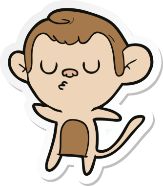 Bir insan tarafından çizilmiş çizgi film maymununun çıkartması.