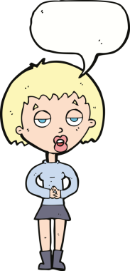 Bir insan tarafından çizilmiş konuşma balonuyla bekleyen sıkıcı bir karikatür.