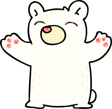 Bir insan tarafından çizilmiş çizgi roman tarzı tuhaf kutup ayısı.