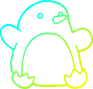 Soğuk gradyan çizgisi bir insan tarafından çizilmiş bir karikatür noel pengueni.