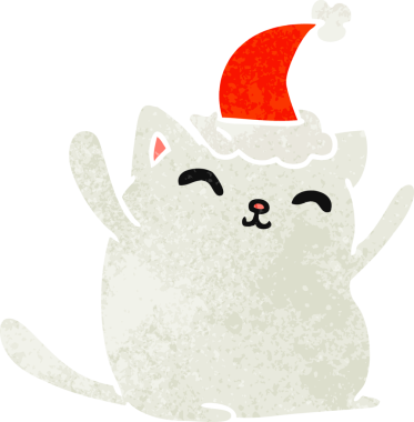 Bir insan tarafından çizilmiş kawaii kedisinin eski bir karikatürü.