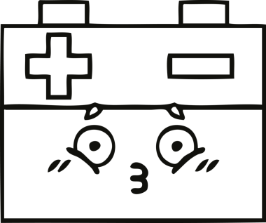 Bir insan tarafından çizilmiş araba aküsünün çizgi çizimi