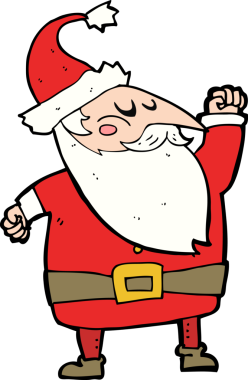 Noel Baba çizgi filmi bir insan tarafından çizilmiş havayı yumrukluyor.