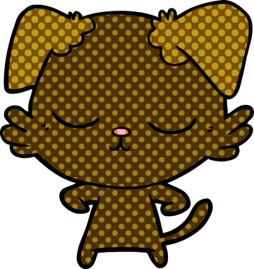 Bir insan tarafından çizilmiş şirin bir çizgi film köpeği.