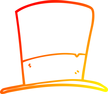 Bir insan tarafından çizilmiş bir çizgi film silindir şapkasının sıcak çizgi çizimi