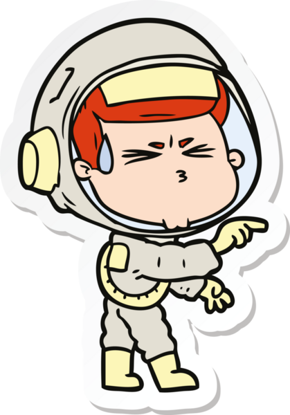 Bir insan tarafından çizilmiş astronotun çizdiği bir çizgi film çıkartması.