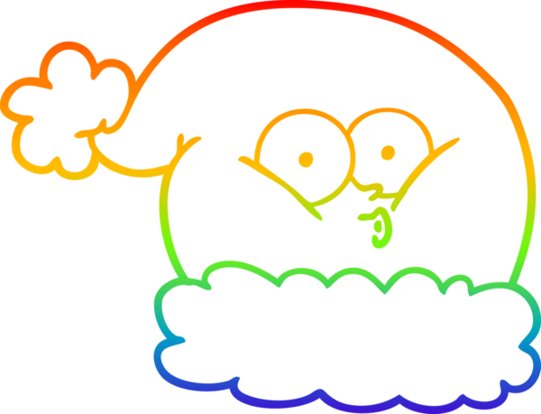 Gökkuşağı gradyan çizgisi bir insan tarafından çizilmiş Noel Baba şapkası.