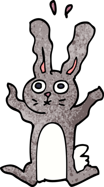 Çizgi film karalaması bir insan tarafından çizilmiş korkmuş tavşan.