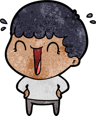 Bir insan tarafından çizilmiş gülen karikatür adam.