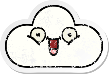 Bir insan tarafından çizilmiş şirin beyaz bulutun sıkıntılı çıkartması.