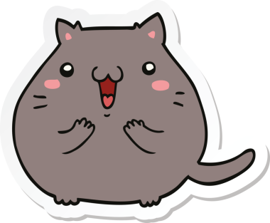 Bir insan tarafından çizilmiş mutlu çizgi film kedisinin çıkartması.