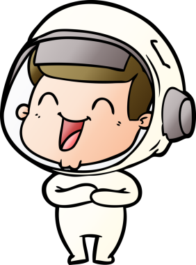 Bir insan tarafından çizilmiş mutlu astronot çizgi filmi.