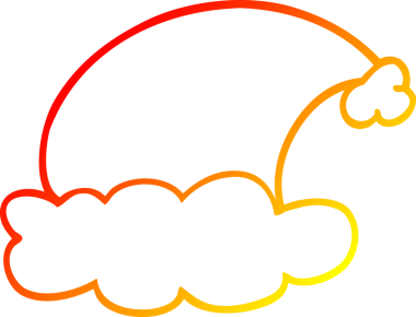 Bir insan tarafından çizilmiş bir karikatür Noel şapkasının sıcak çizgi çizimi