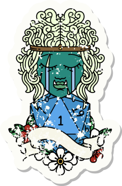 Retro Dövme Tarzı Ağlayan Ork Barbar Karakter Yüzü Doğal bir insan tarafından çizilmiş