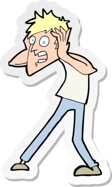 Bir insan tarafından çizilen panikleyen bir karikatürcünün çıkartması.