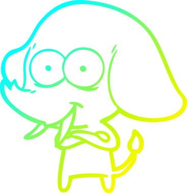 Bir insan tarafından çizilmiş mutlu bir filin soğuk gradyan çizgisi.