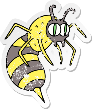 İnsan eliyle çizilmiş garip bir eşek arısının sıkıntılı çıkartması.