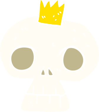 Bir insan tarafından çizilmiş kafatasının düz renk çizimi