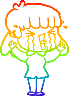 Gökkuşağı gradyan çizgi çizimi Bir insan tarafından çizilmiş gözyaşları içinde bir çizgi kadın