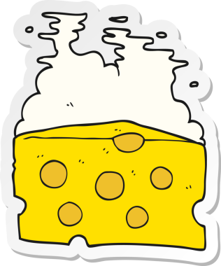 Bir insan tarafından çizilmiş karikatür peynirinin çıkartması.