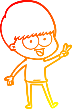 Bir insan tarafından çizilen mutlu çizgi film çocuğunun sıcak çizgi çizimi.