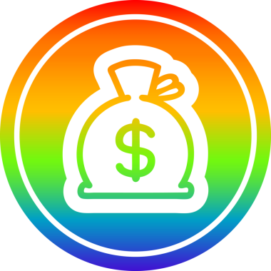 Para çuvalı gökkuşağı gradyan bir insan tarafından çizilmiş dairesel simge