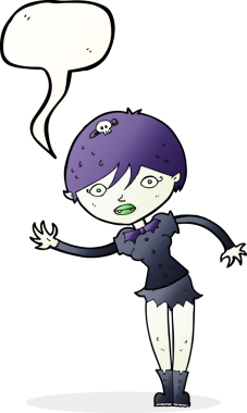 Bir insan tarafından çizilmiş konuşma balonu olan vampir kız.