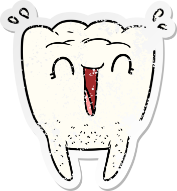 Bir insan tarafından çizilmiş mutlu bir çizgi film çıkartması.