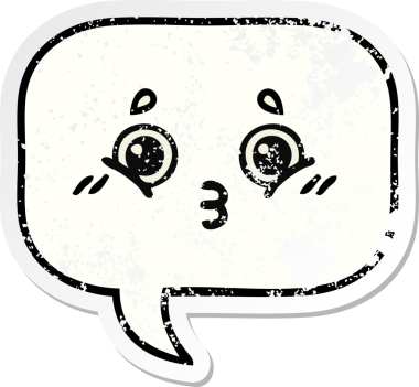 Bir insan tarafından çizilmiş şirin bir karikatür konuşma balonunun sıkıntılı çıkartması.