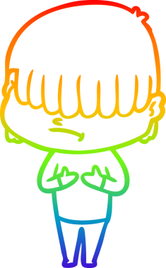 Bir insan tarafından çizilmiş dağınık saçlı bir çizgi film çocuğunun çizimi.