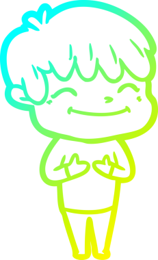 Bir çizgi film karakteri çizen soğuk çizgi bir insan tarafından çizilmiş mutlu çocuk.