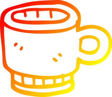 Bir insan tarafından çizilmiş bir kahve fincanının sıcak çizgi çizimi