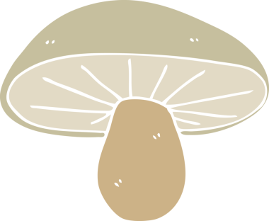 Bir insan tarafından çizilmiş düz renkli çizgi film mantarı