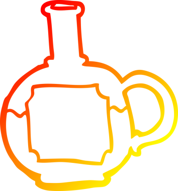 Bir insanın çizdiği karikatür yemek şişesinin sıcak gradyan çizgisi