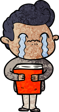 Bir insan tarafından çizilmiş ağlayan çizgi film adamı.